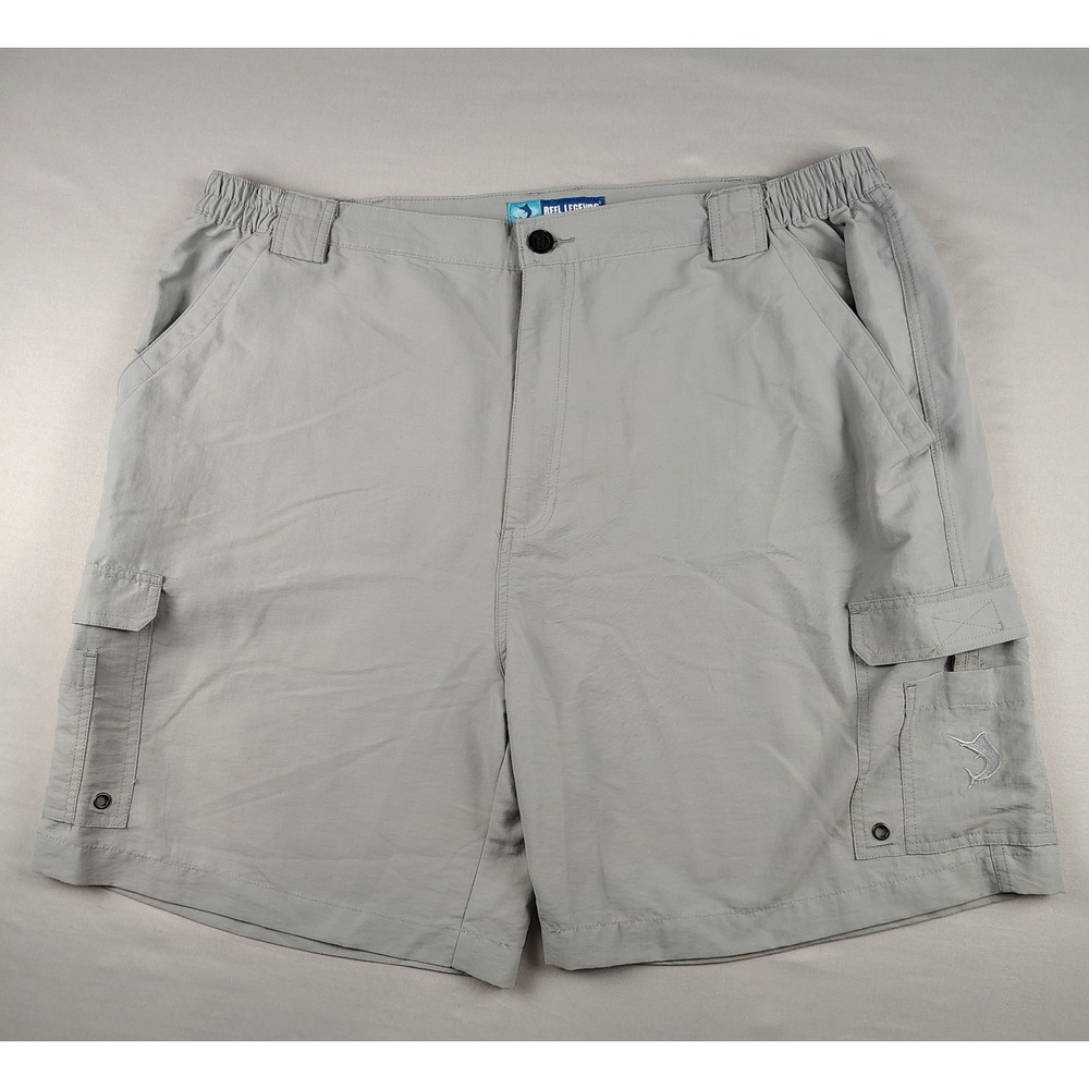 Reel Legends Cargo Shorts Mens 2XL Gray Fishing Performance Elastic Waist Beach